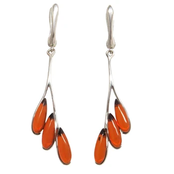 

Silver earrings with natural Baltic Amber Silver sample 925 AG quality S135