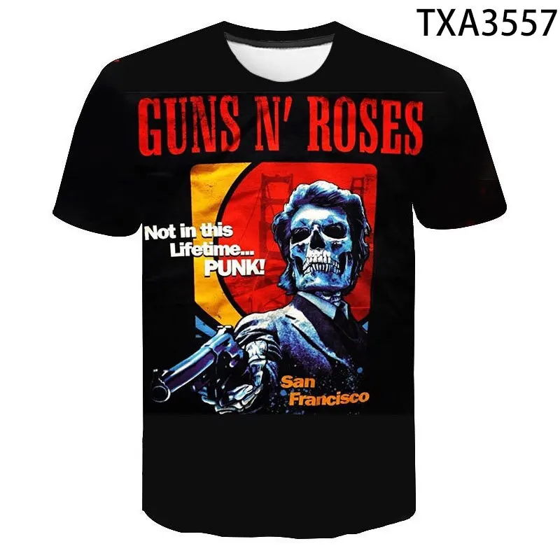 Летние футболки Guns N Roses с 3D принтом повседневные мужские женские Детские Модные