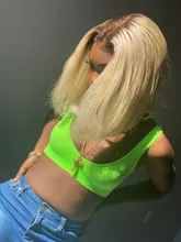 Facebeauty-mechones de pelo liso Remy brasileño degradado, rubio oscuro, 1B 613, paquete de 3/4 con cierre Frontal de malla de 13x4, pieza media gratis