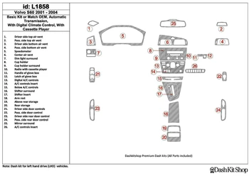 

Interior lining for Volvo S60 2001-2004. Set L1858.