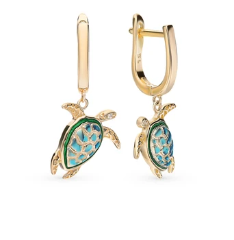 

Silver earrings with cubic zirconia and enamel sunlight sample 925