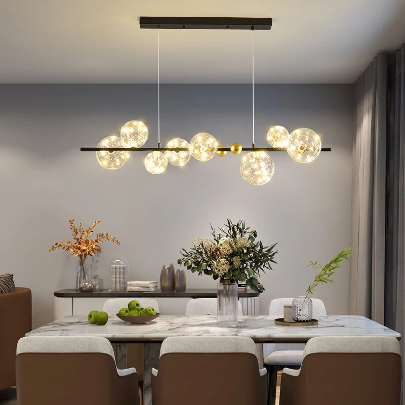 Nordic Vintage Ceiling Chandelier For Dining Room Kitchen Island Gold Home Decor Bar Table Transparent Glass Ball Hanging Lamp |