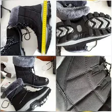 TUINANLE-Botas de nieve impermeables de media caña para mujer, botas cómodas con cordones, para invierno