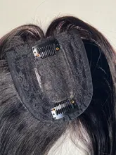 Halo Lady-Clip de belleza para mujer, cabello humano con explosión de flequillo, pieza central, pelo lacio brasileño no Remy para la pérdida de cabello