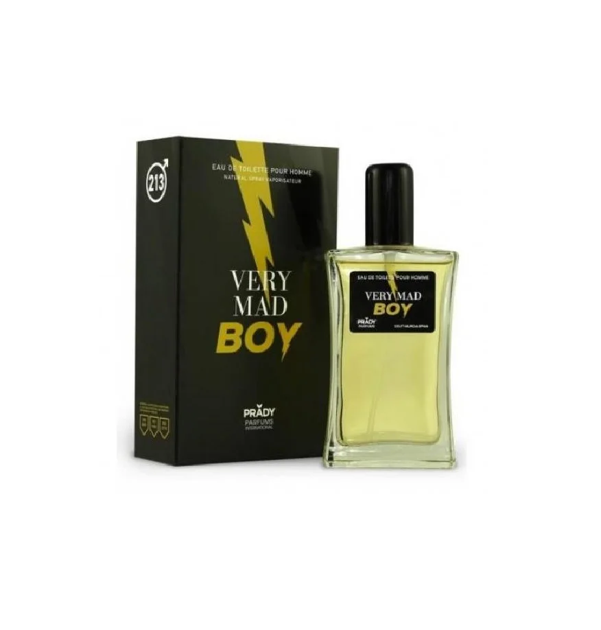 PRADY Perfume para hombre VERY MAD BOY 100 ml. Con vaporizador natural. Elaborado con alcohol de origen natural