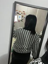 FSDA-suéter de manga larga con cuello de pico para mujer, cárdigan negro con botones y pata de gallo, de punto, holgado, de gran tamaño, informal, otoño e invierno, 2020