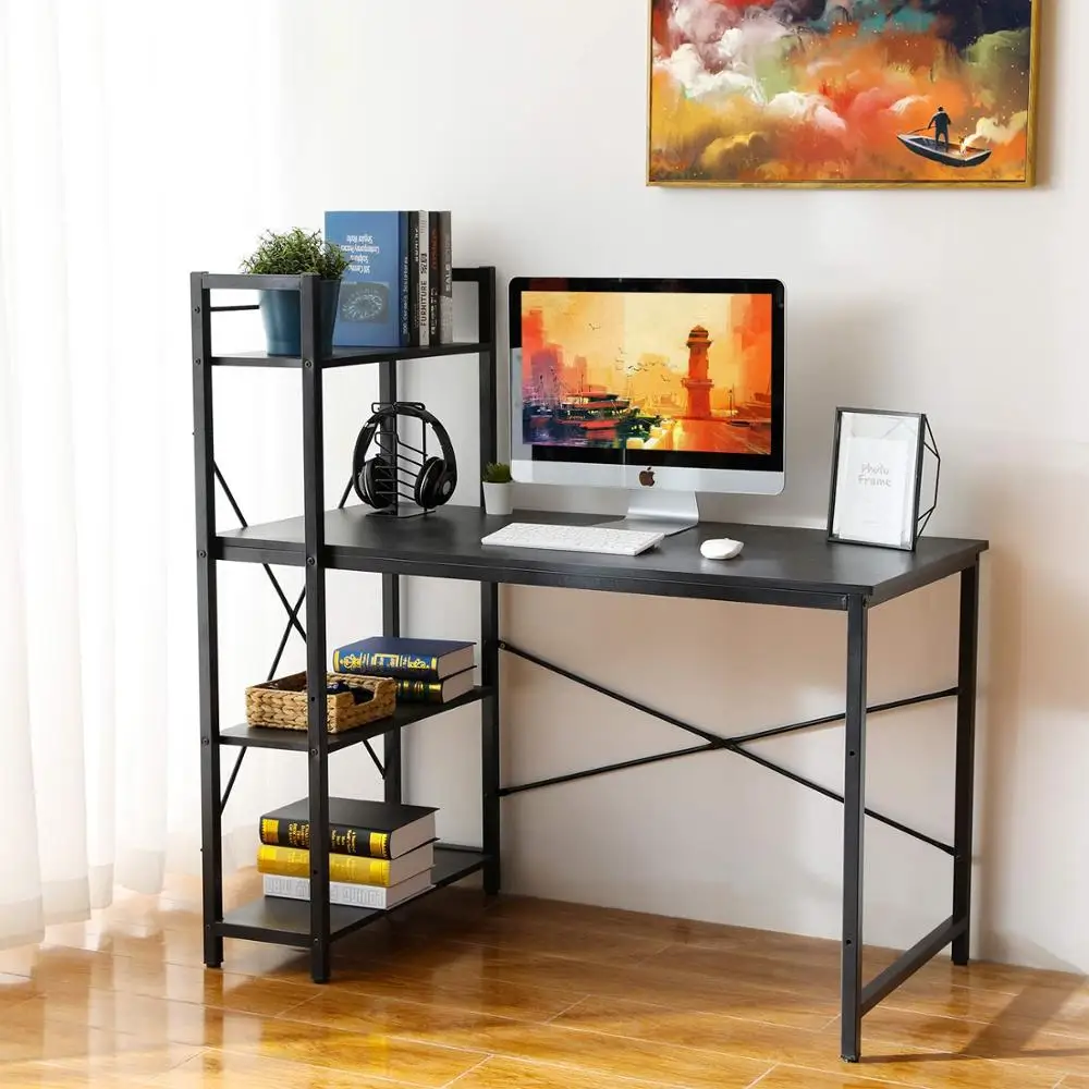 Computer Desk With 4 Tier Shelves 47 2 Multifunctional Modern