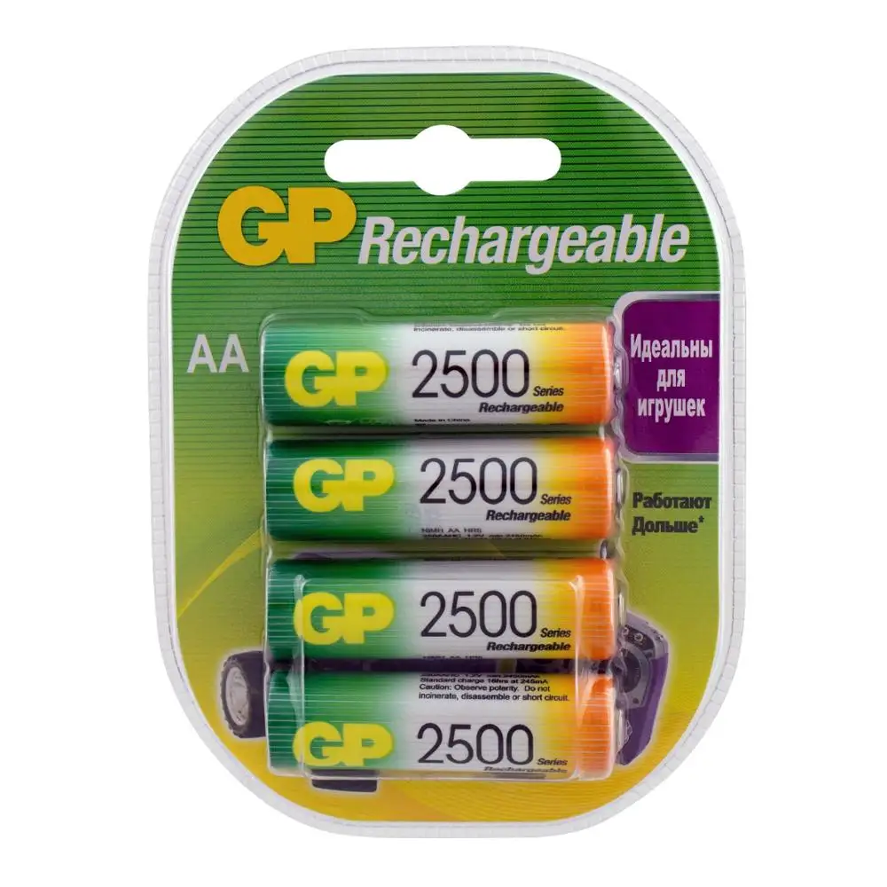 Перезаряжая аккумуляторы GP 250AAHC AA, емкость 2450 мАч-4 шт. В клемшеле