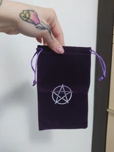 Bolsa de almacenamiento de Tarot, juego de mesa de cartas, bordado, bolsa con cordones, pentagrama, terciopelo, 1 ud.