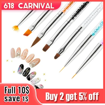 

7Pcs Set UV Gel Painting Nail Art Dotting Pen Acrylic Handle Rhinestone Crystal Brush Salon Decoration Manicure Tools Kit