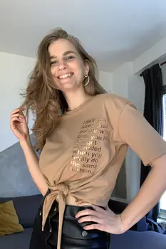 

Trendyol Printed Gusset Crop Knitted T-Shirt TWOSS20TS1370