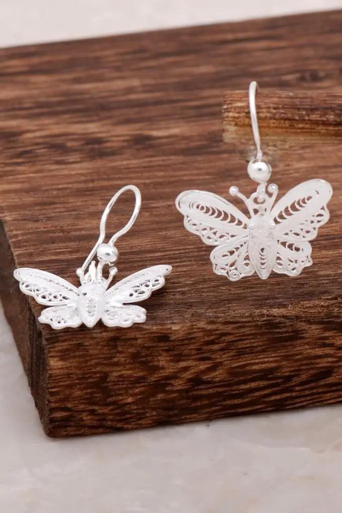 

Butterfly Design Filigree Silver Earrings 4632 High Quality Hand Made Original Filigree Silver Jewellery Gift for Women