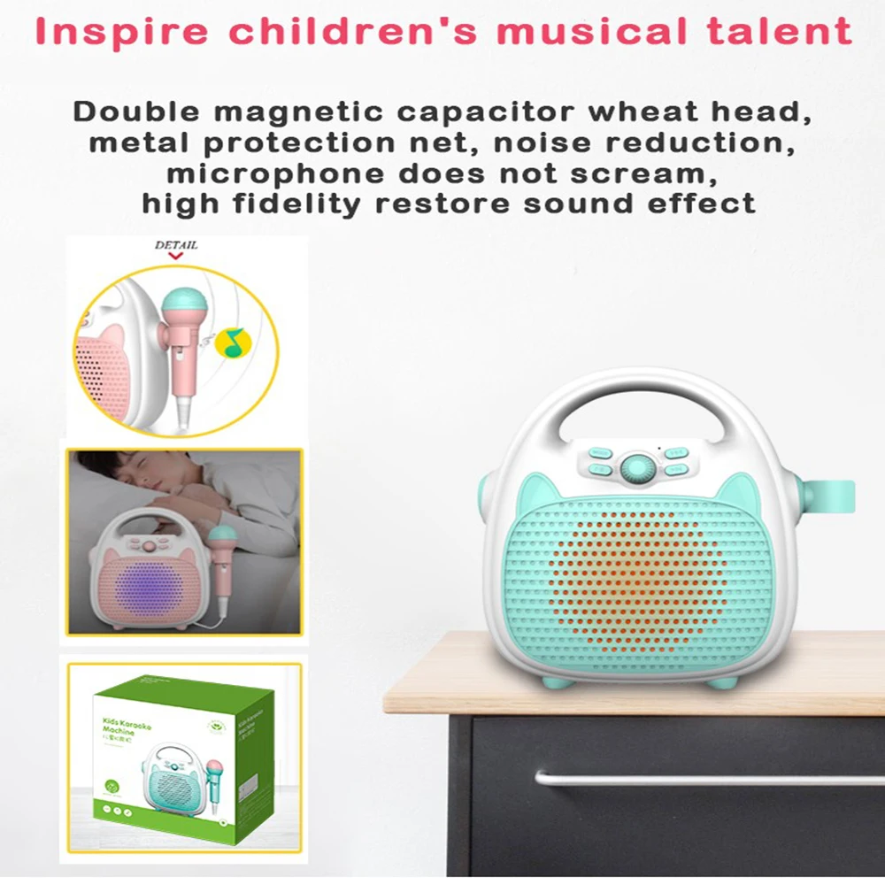 Bluetooth Music Player Kids Singing Toy Children's Karaoke Machine Girls Toy Children's Party Bluetooth Speaker Support TF Card 5