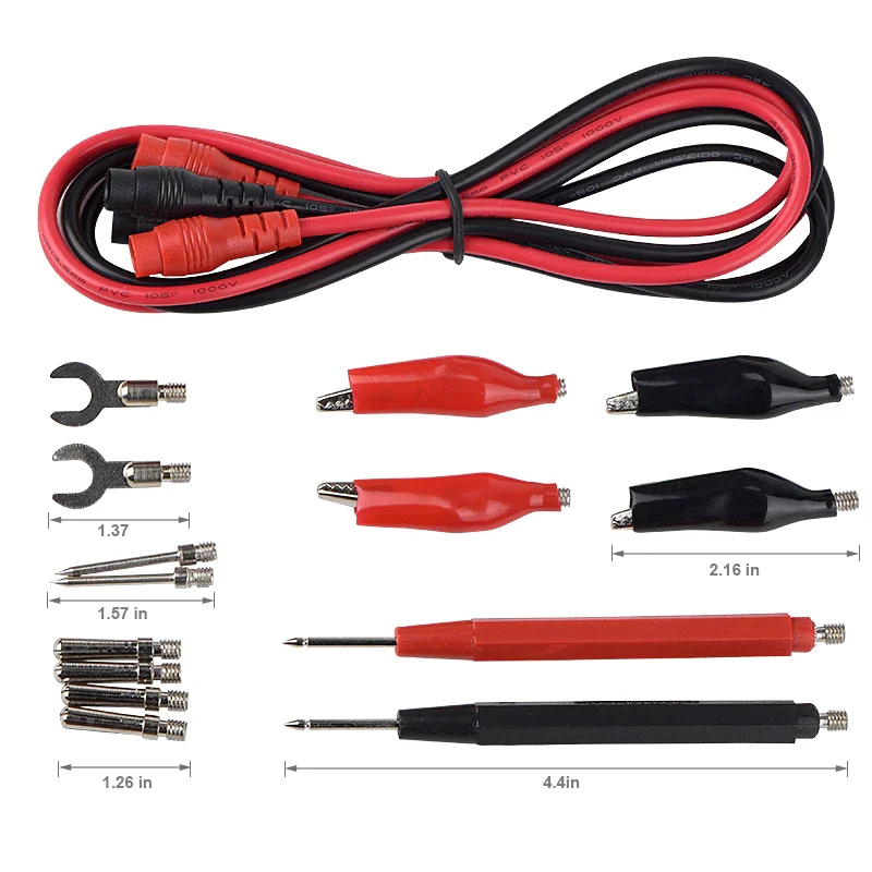 QHTITEC Electrical Multimeter Test Leads Set with Alligator Clips Test Hook Test Probes Lead Professional Kit 1000V 10A CAT.II 2