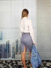 Casual Women Blouse Tops Collar Long-Sleeve Office-Work Printed Polka-Dot Fashion Ladies