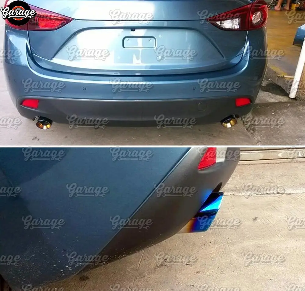 Накладка на выхлопную трубу для Mazda 3- из стали, 1 комплект/2 шт., украшение для автомобиля