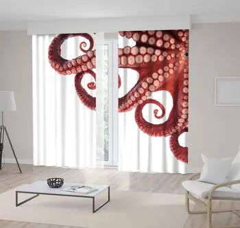 

Curtain Squid Tentacles on White Undersea Creature Wild Nature Theme Photo Brown