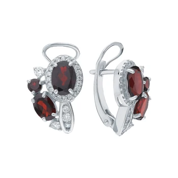 

Silver earrings with cubic zirconia and Garnet sunlight sample 925