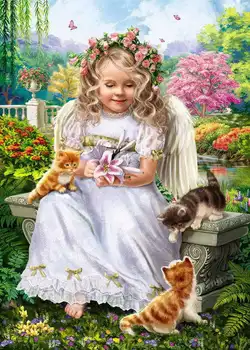 

Drawing on wood by numbers (24 colors) 40x50 cm "Angel with kittens" Red Cat awd080
