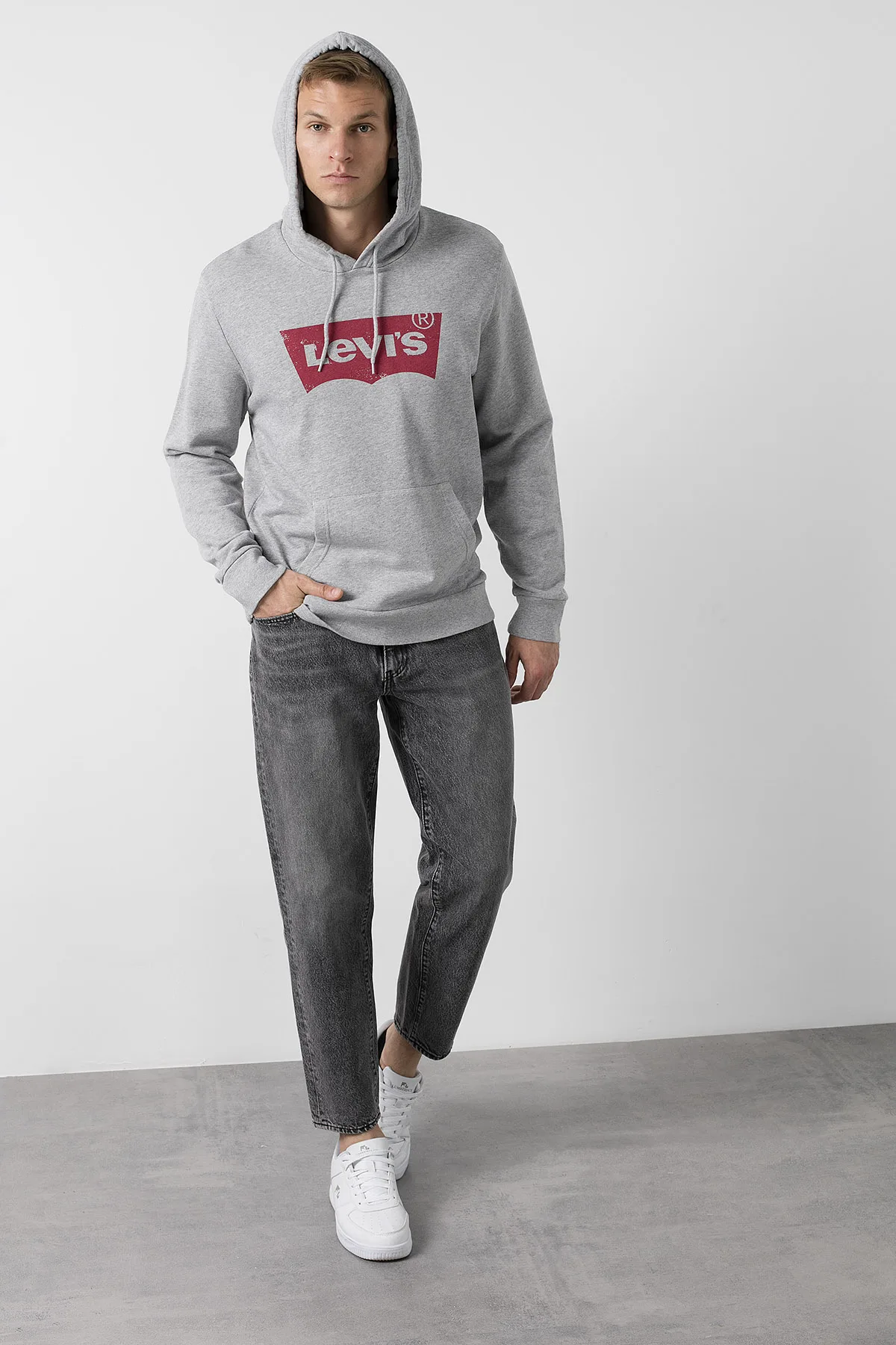 Levi's 100 хлопок печатных капюшоном классического кроя трикотажный тренировочный
