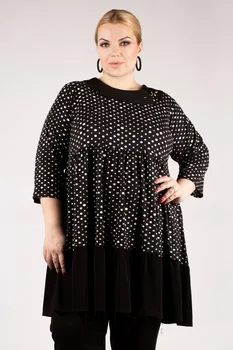 

Tunic artessa plus size, three quarter sleeve, brooch, made of polyester.