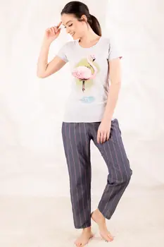 

Armonika Women Top Flamingo Printed Six Striped Sleepwear Kit ARM-20Y099024