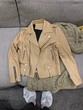 Biker Jacket Coat Motorcycle Sheep-Leather Real-Sheepskin Women Rivet Spring Fashion