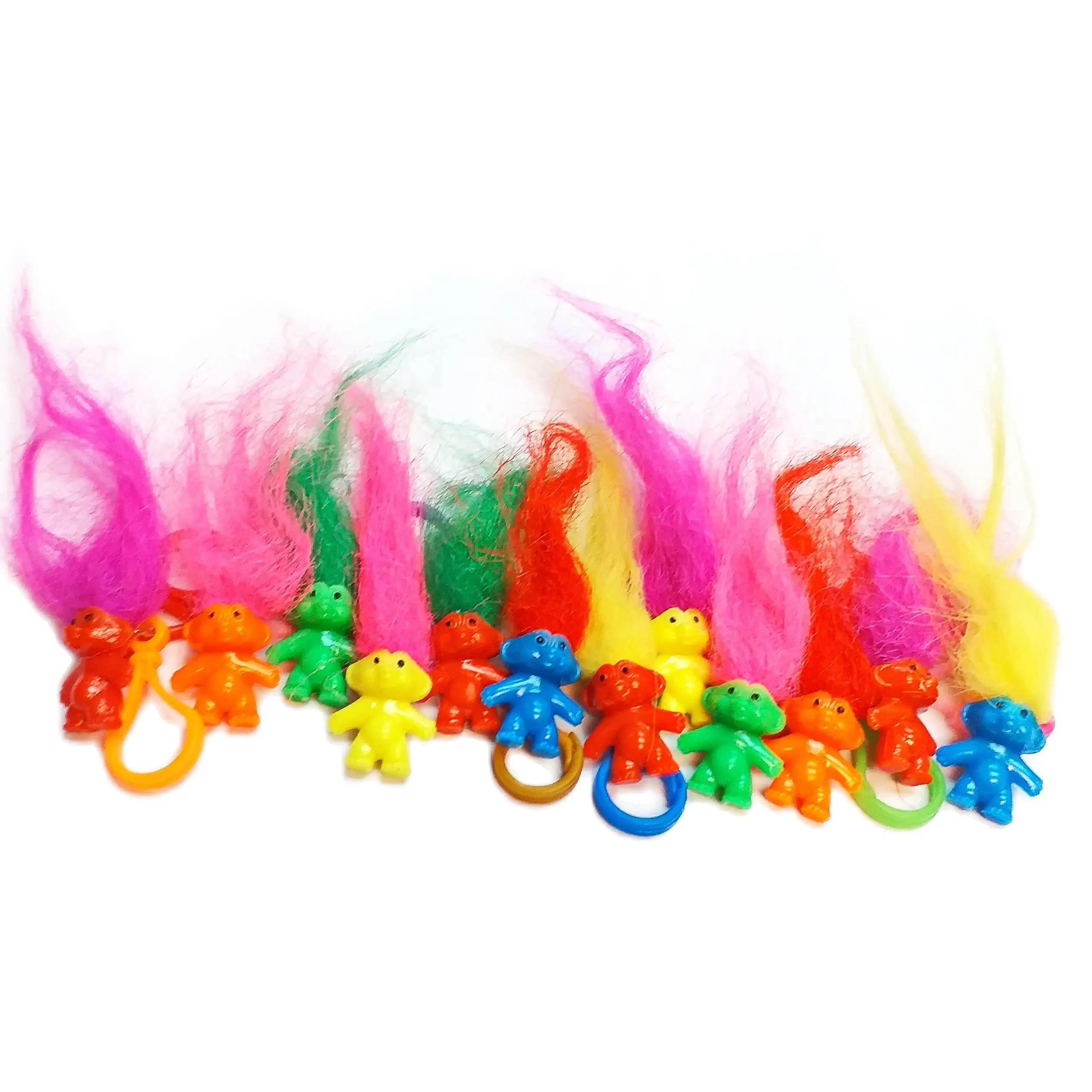 16 Pcs Colorful Lucky Troll 2.5cm Plastic Clip Fun Birthday Party Favor Game Vending Gift Pinata Bag Filler Loot Gag Novelty