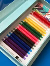 DeceMars-Extensión de pestañas de colores, 16 líneas, una bandeja, colores mezclados, para uso en salón, extensiones de pestañas, rizos JBCD