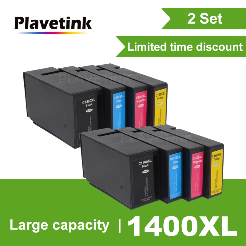 2SET Plavetink 4 цвета полный картридж PGI-1400 XL совместимый для Canon PGI1400 MAXIFY MB2340 MB2040 MB2140 MB2740 с чипами - Цвет: 2SET