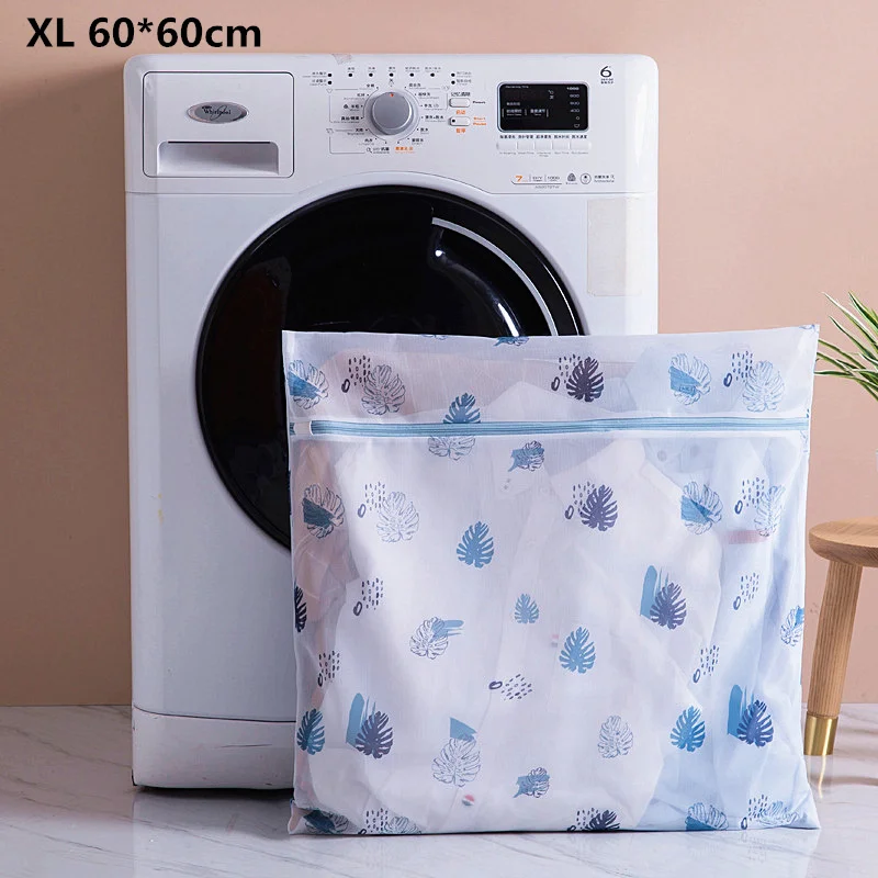 XL 60-60cm Печать полиэфирная сетка мешок для стирки домашнего использования стиральные машины мешки утолщенная мелкая сетка бюстгальтер нижнее белье мешок для стирки белья продукты - Цвет: XL 60-60cm