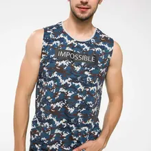 Дефакто мужские летние майки без рукавов мужские повседневные синие топы с принтами мужские спортивные Undershirts-I5497AZ18SM