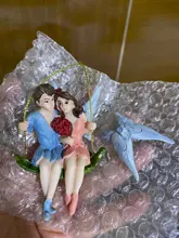 Couple Figurines Scene-Decoration Craft Swing Flower-Fairy Landscape-Pendant-Resin Romantic