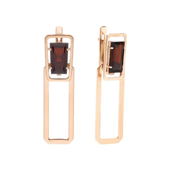 

Gold earrings with Garnet sunlight sample 585