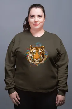 

Angemiel Wear Colorful Arkaplanlı Tiger Green Women Sweatshirts