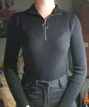 Suéter de punto con cremallera para mujer, jerseys de cuello alto, jerseys básicos de otoño e invierno, ropa negra ajustada para mujer 2021
