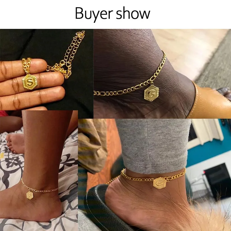 Initial Anklets Bracele for Women Stainless Steel Letter Leg Chain Gold Men Ankle Bracelet A-Z Alphabet Anklet Christmas Gifts - Image 3