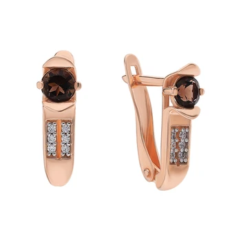 

Silver earrings with раухтопазами and cubic zirconia sunlight sample 925
