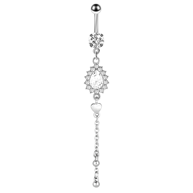Gold Color Heart belly button ring 14G belly ring cute navel piercing bar sexy belly piercing dangle navel ring lot