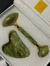Rodillo de Jade Xiuyu Gua sha de piedra Natural, tablero raspador Guasha, conjunto de cuarzo, herramienta de masaje Facial, Estiramiento Facial, masajeador antiarrugas Delgado