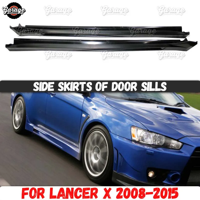 Боковые юбки для Mitsubishi Lancer 10 2008 2015 накладки из АБС пластика тюнинга дверей