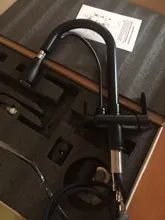 Quyanre-grúa filtrada para cocina, grifo con filtro de agua de rotación 360, mezclador de fregadero de tres vías, color negro mate