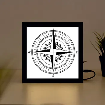 

Compass Handcrafted Wooden Light Box Sign for Home, Restaurant, Coffee Shop Business Signage