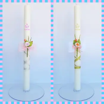 

Candle personalized christening, Cirio christening gown custom 40cm x 3cm wax White. Keepsake baptism, boy, girl, blue, pink