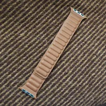 Correa de enlace de cuero para Apple watch, banda de 44mm, 40mm, 38mm, 42mm, pulsera de bucle magnético original, iWatch seires 3, 5, 4, 6 SE