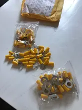 Conector de Cable aislado, 10/25/50/100 Uds. RV5.5-3.5 4 5 6 8 10 12 anillo amarillo 4-6MM, Cable de Terminal de crimpado eléctrico 12-10AWG