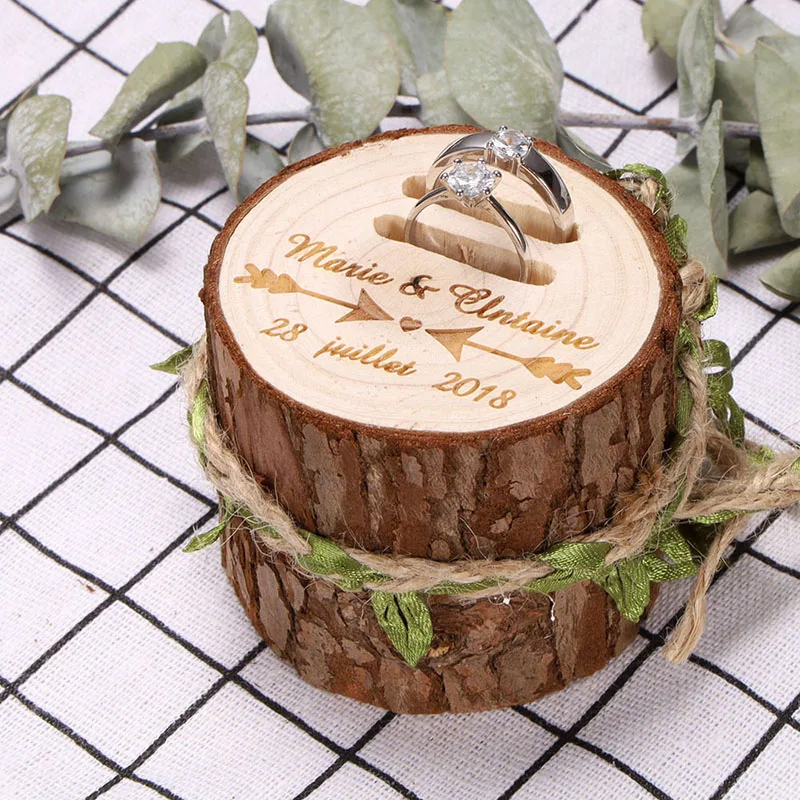 Rustic Wood Ring Bearer Custom Ring Box Personalized Wedding Ring Holder 