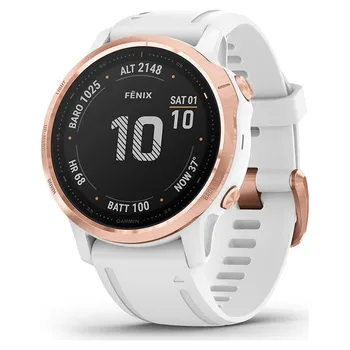 

Garmin Phoenix 6s pro rose gold sports watch with white strap-42mm-screen 3.04cm - bt - 10atm-multisport-