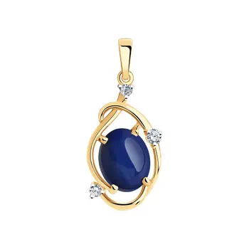 

Sokolov pendant in Gold with corundum and cubic zirconia, fashion jewelry, gold, 585, women's male, pendants for neck women