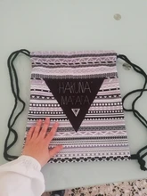 Hakuna Matata-Mochila con estampado 3D geométrico para mujer, morral de viaje con cordón Mochila para hombre